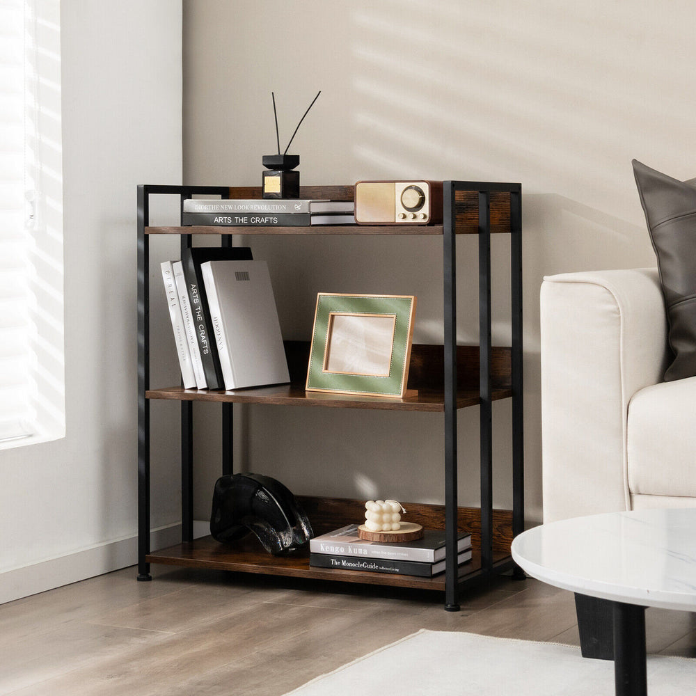 3/5-Tier Industrial Bookshelf Storage Shelf Display Rack with Adjustable Shelves-3-Tier - Gallery View 1 of 11