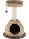 Hand-made 28-inch cat tree tower in coffee color with water hyacinth, sisal post, and detachable soft cushions for.