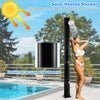 Solar-heated outdoor shower in black, made of durable PVC and chromed ABS, ideal for rinsing off after outdoor.