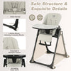 4-in-1 baby high chair in gray with adjustable height, detachable cushion, and rolling wheels for easy mobility.