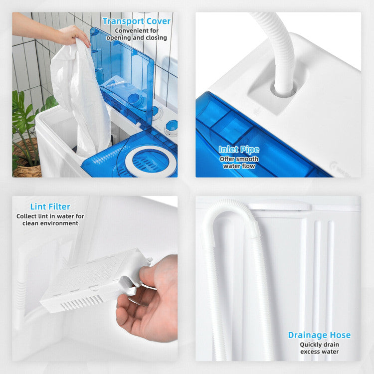 Costway Washing Mashing 26 Lbs Semi Automatic Twin Tub with Separate Time Control New