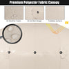 Double-sided beige patio umbrella canopy with air vents, made of premium polyester for sun protection and durability.