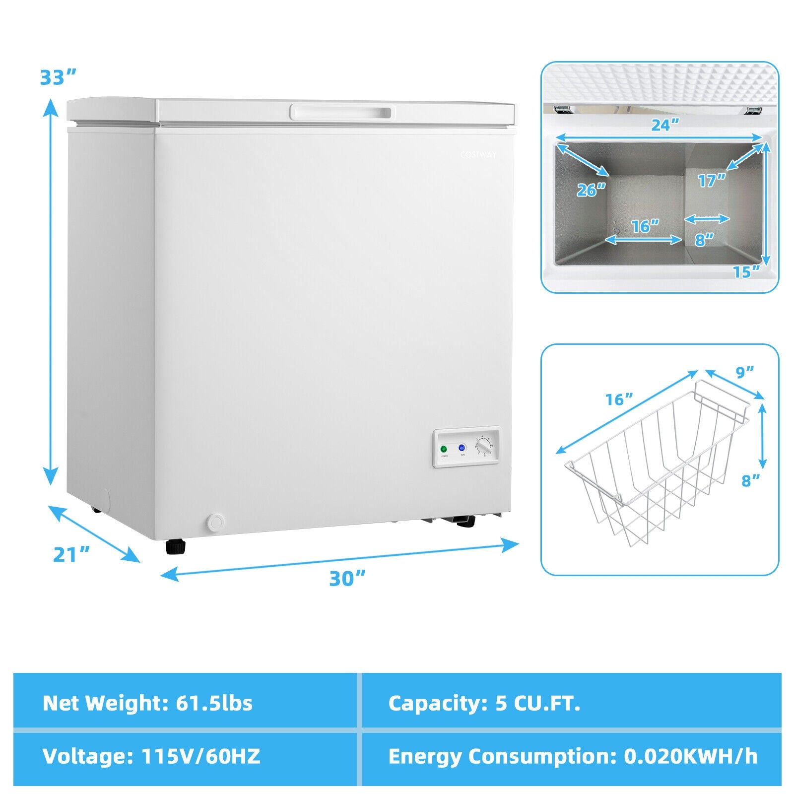 Costway Chest Freezer - Thumbnail 5