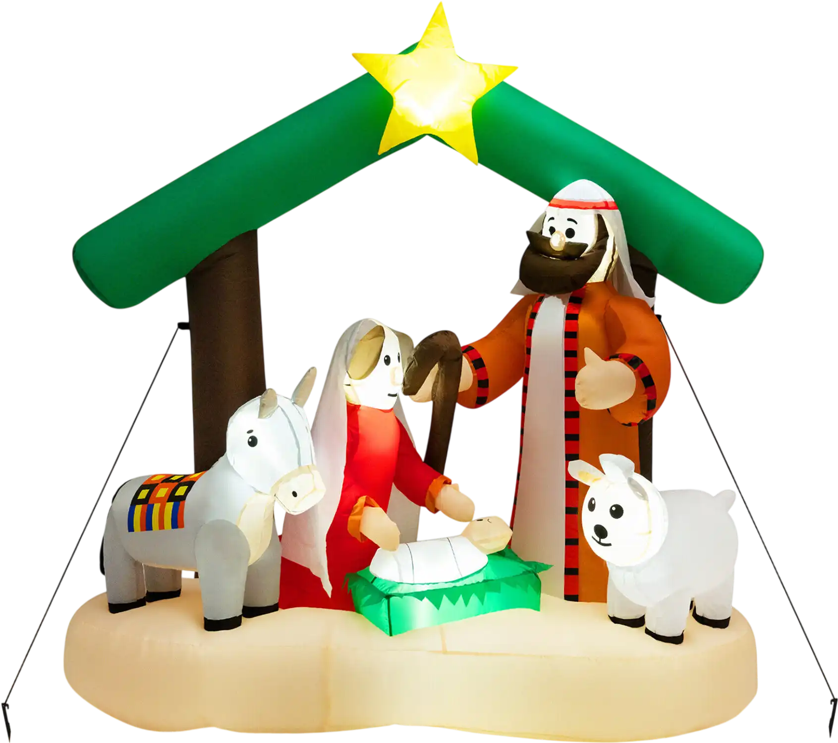 Costway 6.7' Christmas Inflatable Nativity Scene LED Lights 42903817 New