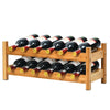 2-tier bamboo wine rack holding 12 bottles, featuring a natural texture for stylish storage in kitchens or dining rooms.
