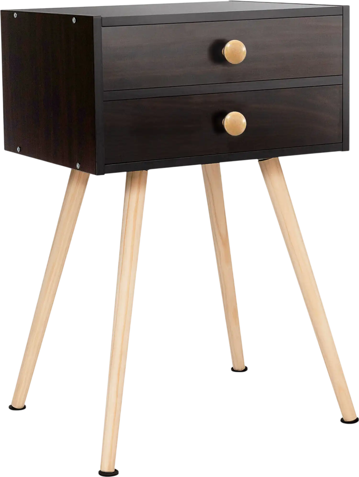 Costway Midcentury Modern Bedside Table 2-Drawer 01527894 New