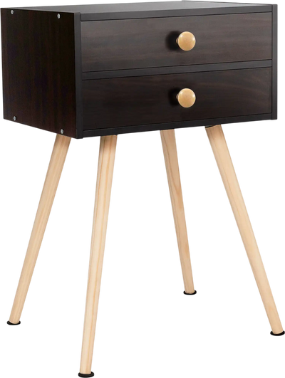 Costway Midcentury Modern Bedside Table 2-Drawer 01527894 New