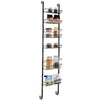 Over the door pantry organizer rack with 6 adjustable baskets for kitchen condiments and snacks, featuring a strong.