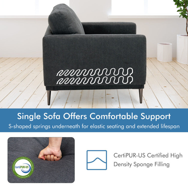 Costway Upholstered Accent Chair with Removable Backrest Cushion New