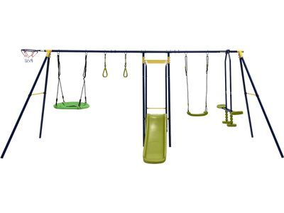 Costway 7-in-1 A-Frame Outdoor Swing Set Backyard Playset 89364217 New