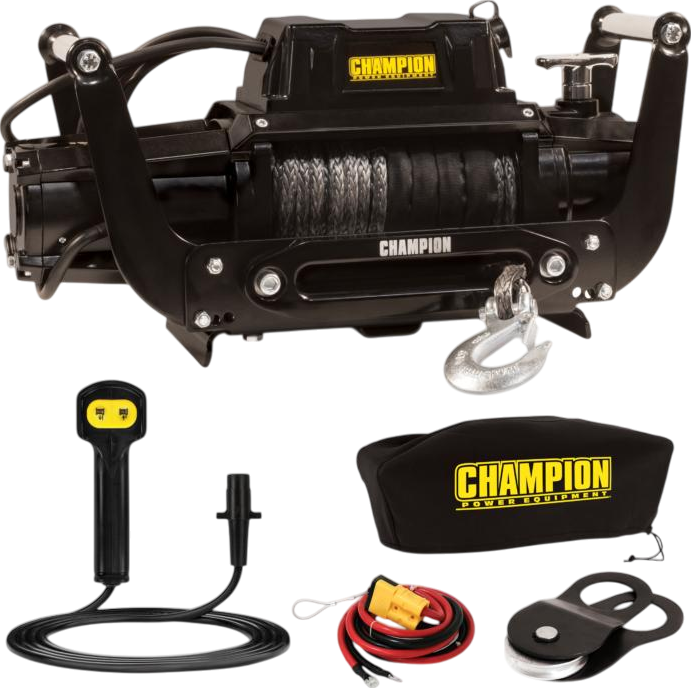 Champion 100427 Electric Winch Kit with Speed Mount 12,000-lb. Synthetic Rope New