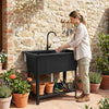 Freestanding 100L utility sink in black with rotating faucet, storage shelf, and ergonomic design for laundry and.