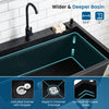Black 100L utility sink with rotating faucet, wider and deeper basin, ideal for laundry and gardening tasks.