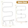 Electric towel warmer drying rack with 5 rods, S-shaped design, and detachable legs for space-saving in small areas.