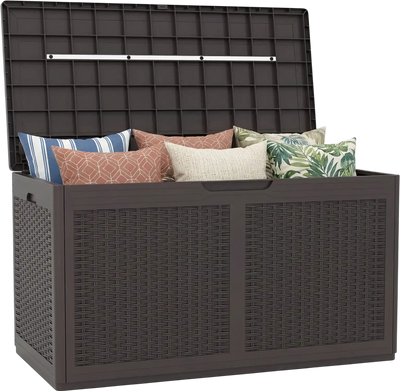 Costway 100 Gallon Resin Deck Box Outdoor Waterproof Storage Bench 698217435 New