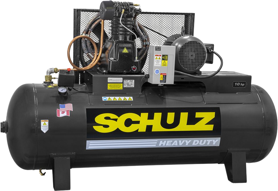 Schulz L-Series Air Compressor 10 HP 120 gal. 2-Stage 208-230V 3-Phase Horizontal New