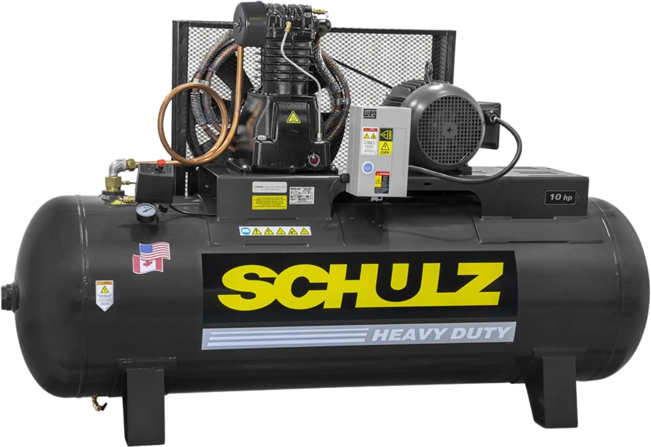 Schulz L-Series Air Compressor 10 HP 120 gal. 2-Stage 208-230V 3-Phase Horizontal 10120HL40X-3 New