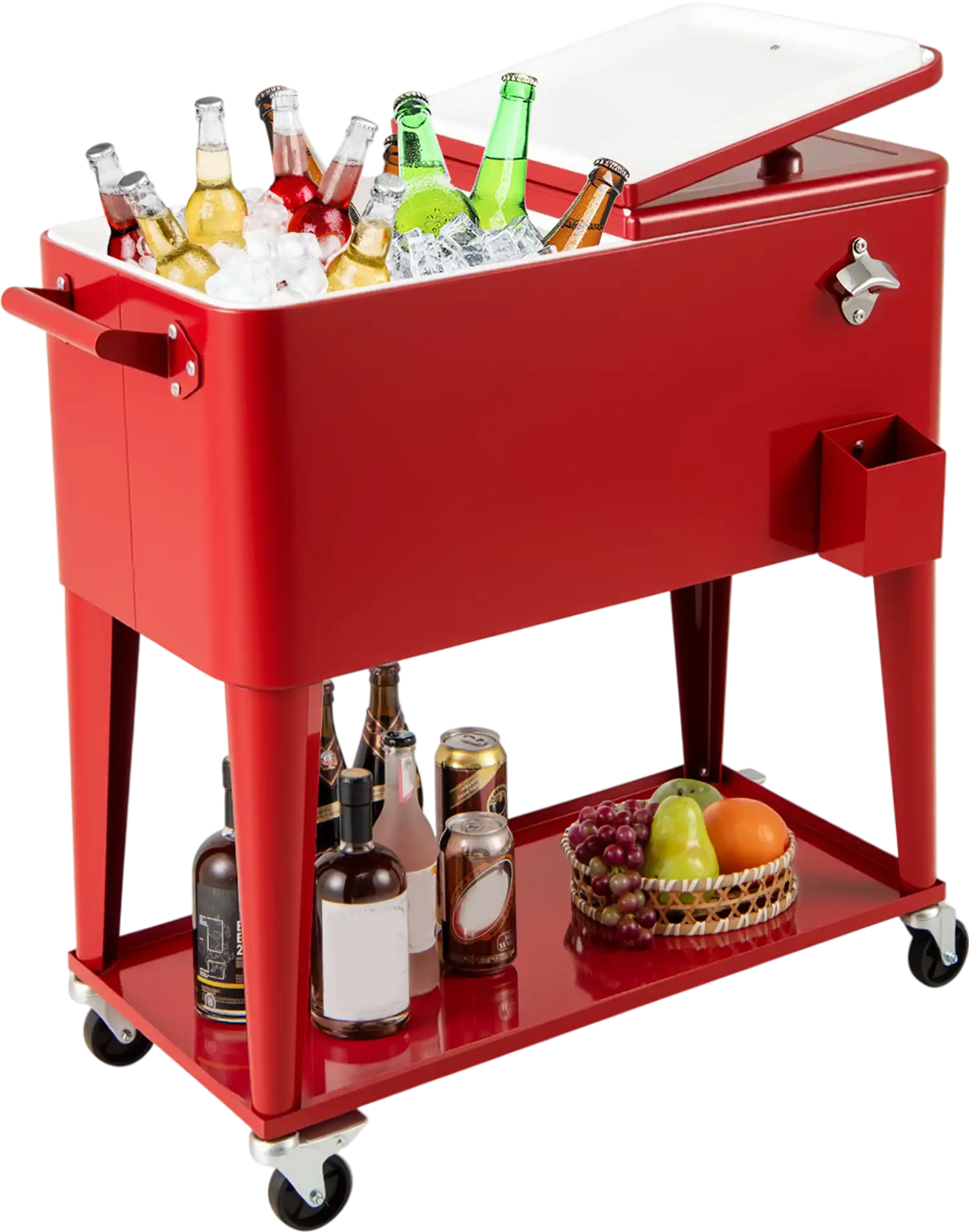 Costway Portable Patio Cooler Rolling Ice Chest Bottle Opener 30893401 New
