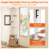 Height adjustable cat tree with litter box enclosure, brown, featuring 3-level adjustment and sisal scratching posts.