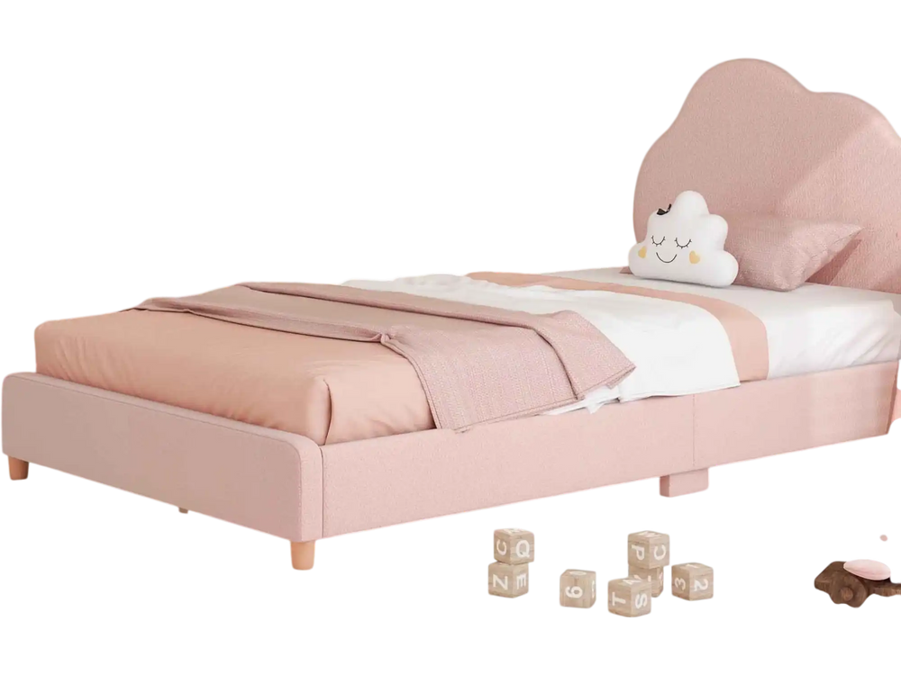 3 Pieces Kids' Room Bundle: Twin Bed Frame Wardrobe Closet Vanity Table and Stool Set