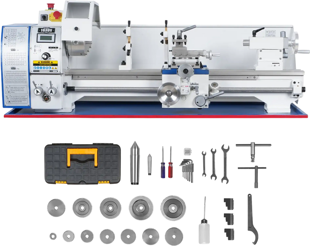 1.5‘’ Spindle Bore Metal Lathe Machine 10'' x 30'' High Precision Brushless Motor Benchtop 0-2000 RPM  Variable Speed Metal Working Machine 1.5HP Small Lathe without Stand 1030V