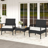 3-piece patio furniture set featuring hand-woven PE rattan chairs and a coffee table with beige cushions for outdoor.