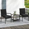 3 Piece Patio Furniture Set with Seat Cushions and Tempered Glass Tabletop-Black - Gallery View 1 of 10