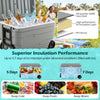 Gray 103 Quart outdoor portable wheeled ice cooler features a hard shell and high-performance insulation for 5-7 days of ice retention.