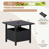 Black outdoor side table with 1.89" umbrella hole, sturdy zinc-iron alloy, and storage for patio use.