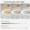 Customizable LED light settings for the 19-inch ceiling fan, showcasing warm, nature, and white light temperatures.