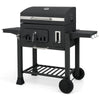 24-inch barrel charcoal grill with 544 sq.in cooking area, 2 folding side tables, and built-in thermometer for outdoor.