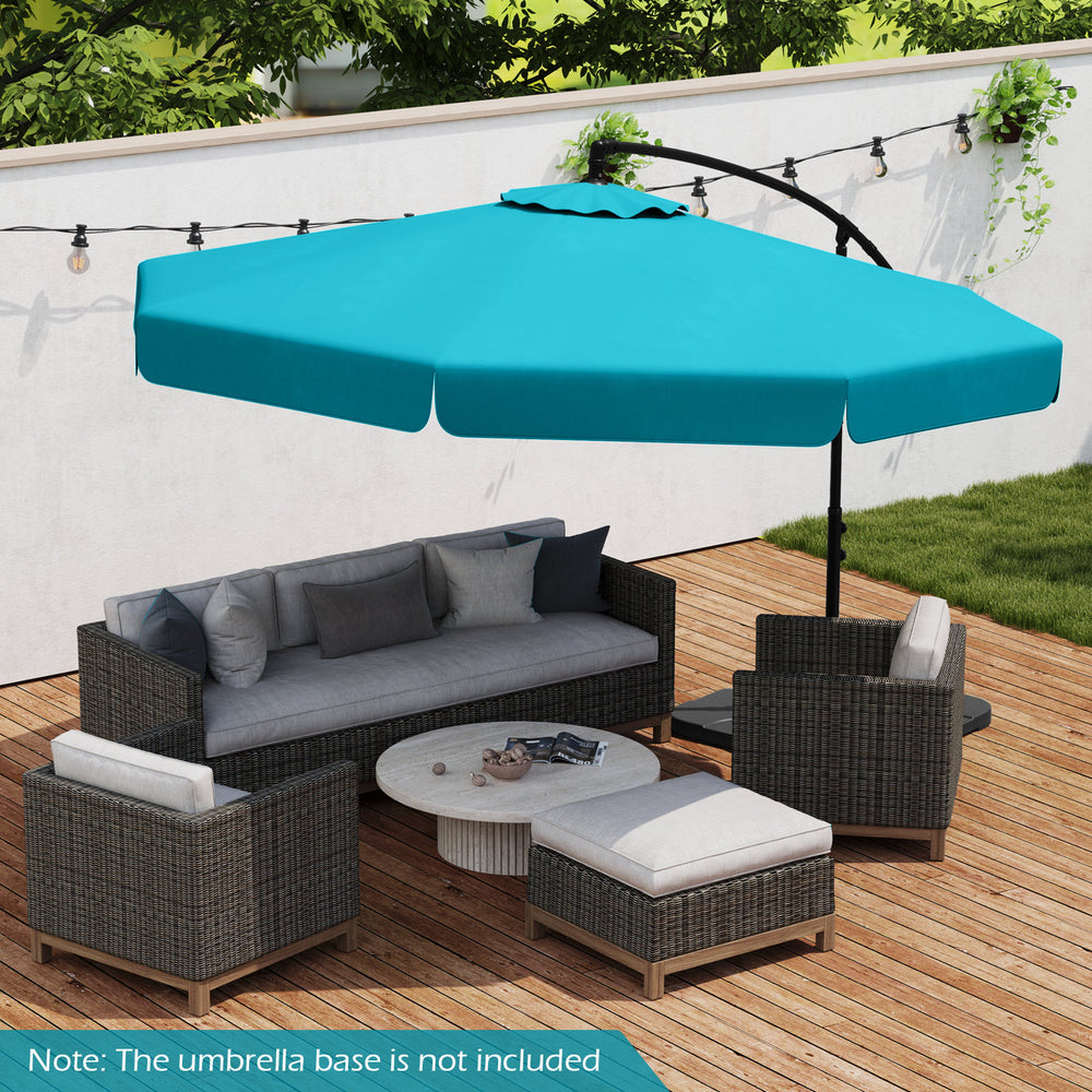 10 Feet Patio Cantilever Umbrella with Cover Tilt Adjustment and Ruffled Edge-Turquoise - Gallery View 1 of 10