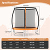 10FT outdoor trampoline with safety enclosure net, featuring curved leg tubes and anti-collision foam sleeves for.