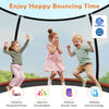 Children enjoying bouncing on a 10FT outdoor trampoline with safety enclosure net, promoting fitness and coordination.
