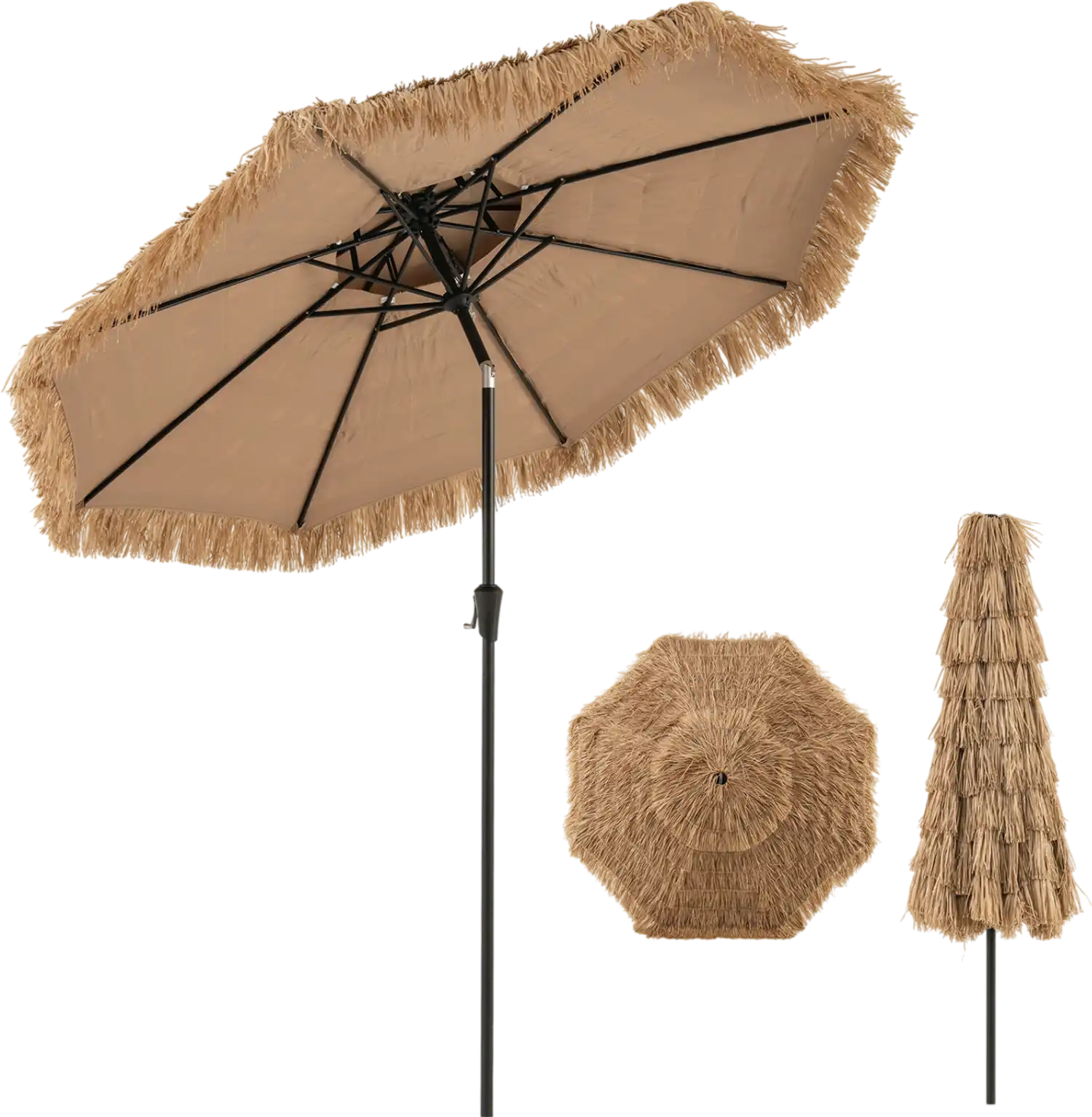 Costway 10' 2-Tier Tiki Patio Umbrella 8-Rib 83413083 New