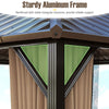 Sturdy aluminum frame detail of the 10 x 10 feet hardtop gazebo, featuring reinforced triangular structures for.