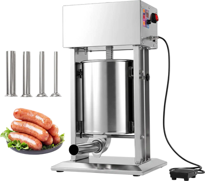 Costway 10L Electric Sausage Stuffer w/ 4 Stuffing Tubes Foot Pedal Stepless Speed Control 23910834 New
