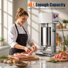 Electric sausage stuffer with 10L capacity, featuring stainless steel tubes and foot pedal for easy meat filling.