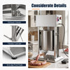 Electric sausage stuffer with a 10L capacity, stainless steel tubes, and anti-slip foot pads for stable operation.