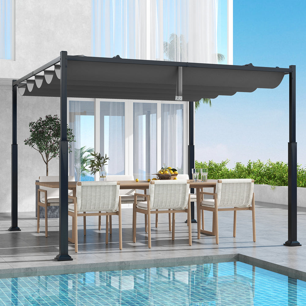 Costway Outdoor Pergola 10 x 10 Ft with Retractable Canopy New