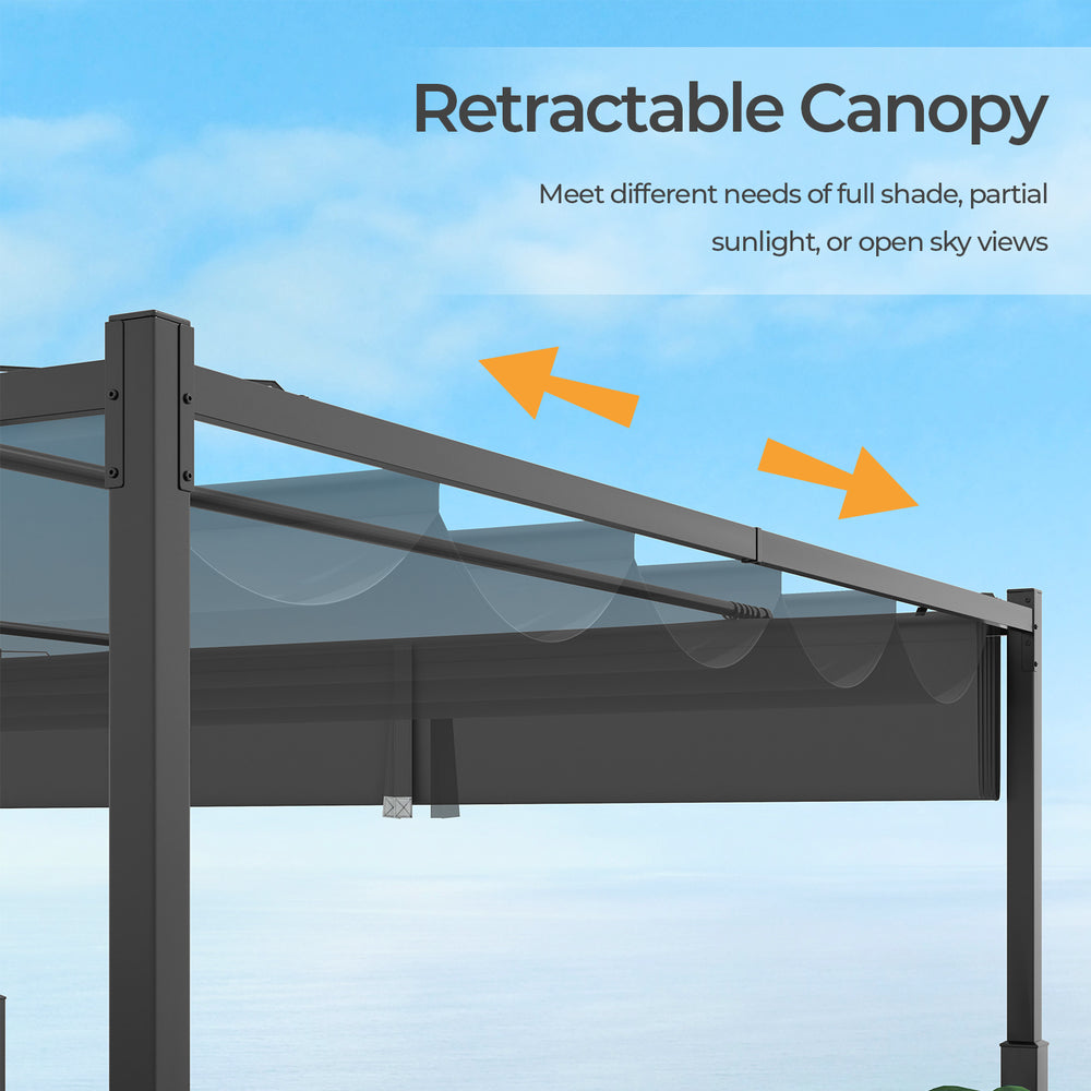 Costway Outdoor Pergola 10 x 10 Ft with Retractable Canopy New