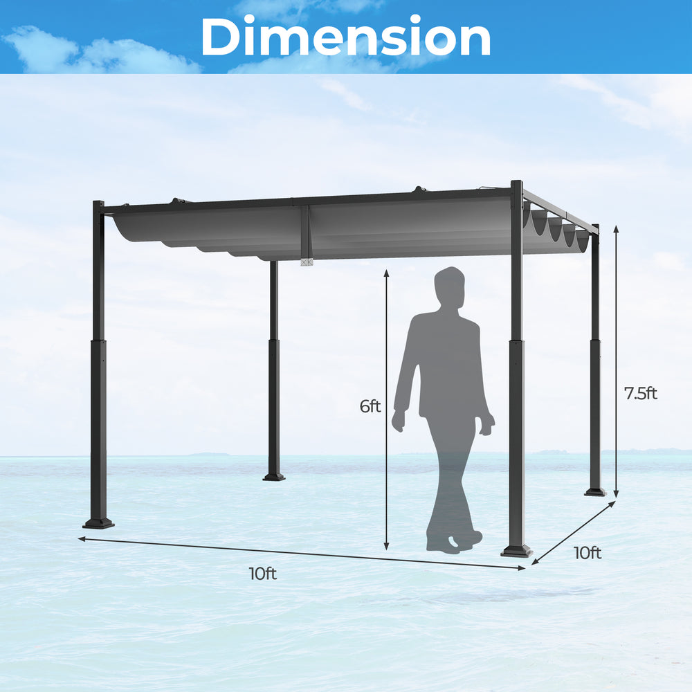 Costway Outdoor Pergola 10 x 10 Ft with Retractable Canopy New