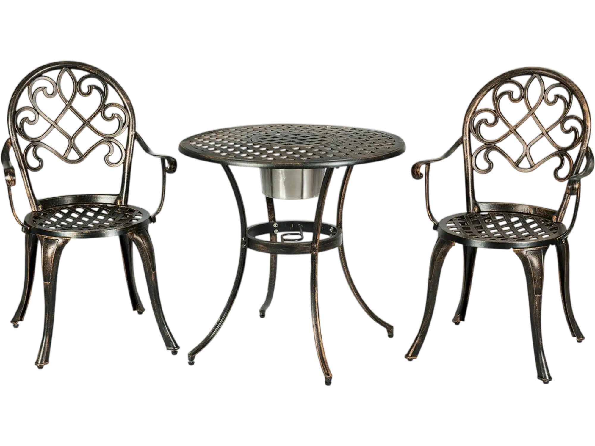Costway 3-Pc Outdoor Patio Bistro Set w/ Removable Ice Bucket 36512708 New