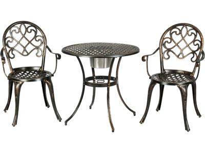 Costway 3-Pc Outdoor Patio Bistro Set w/ Removable Ice Bucket 36512708 New