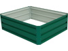 40-inch by 32-inch green metal raised garden bed for growing vegetables and flowers, suitable for outdoor use.