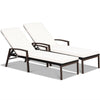 Costway Rattan Reclining Chaise Lounge Chairs with Cushion 2 Pieces New