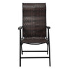 Folding rattan reclining chair with adjustable backrest, durable PE rattan, perfect for outdoor patio and garden use.