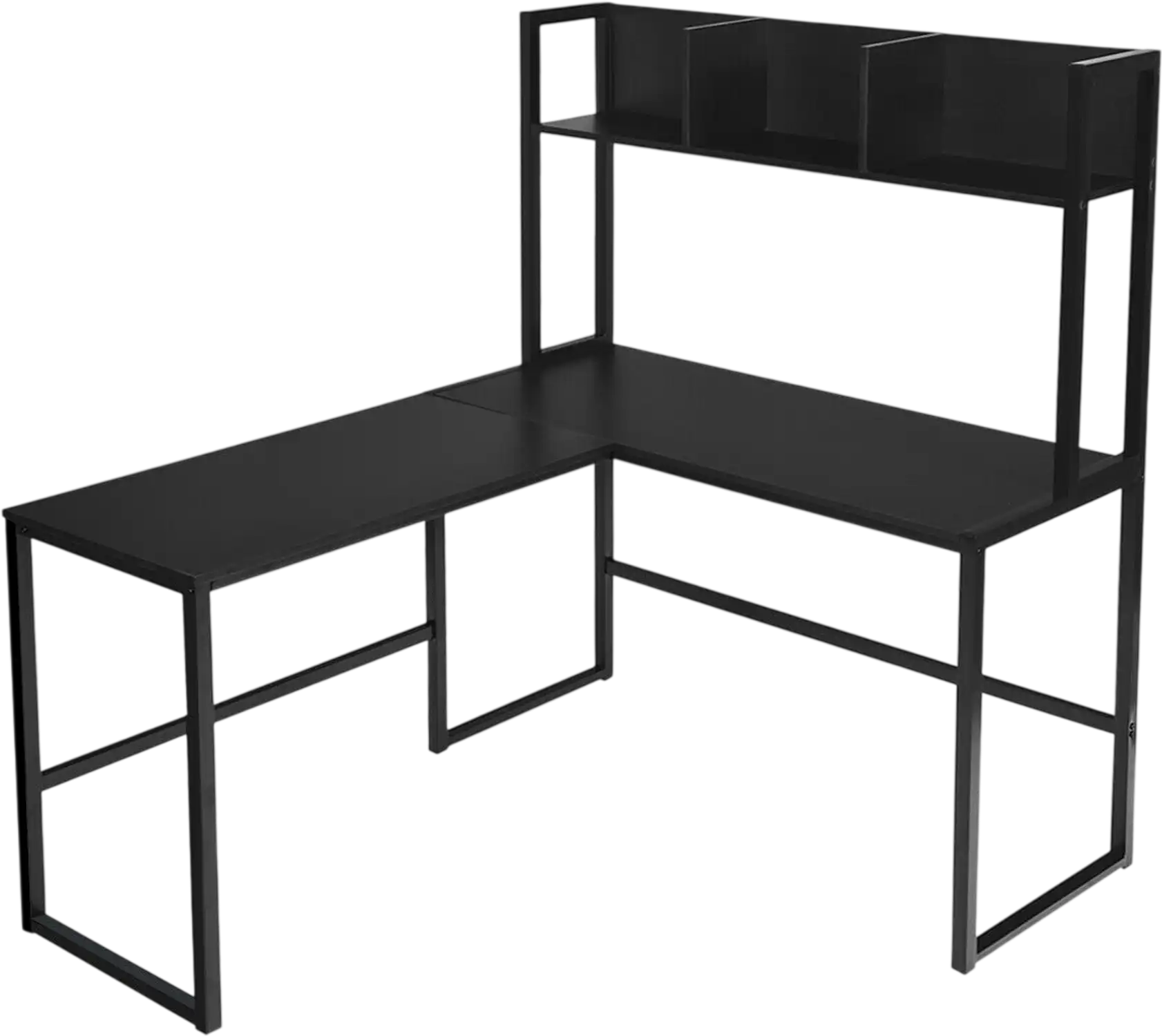 Costway Reversible L-Shaped Corner Desk w/ Storage Bookshelf 84750192 New