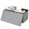 Light gray 30-inch folding storage ottoman with lift top, featuring spacious interior for blankets and toys.
