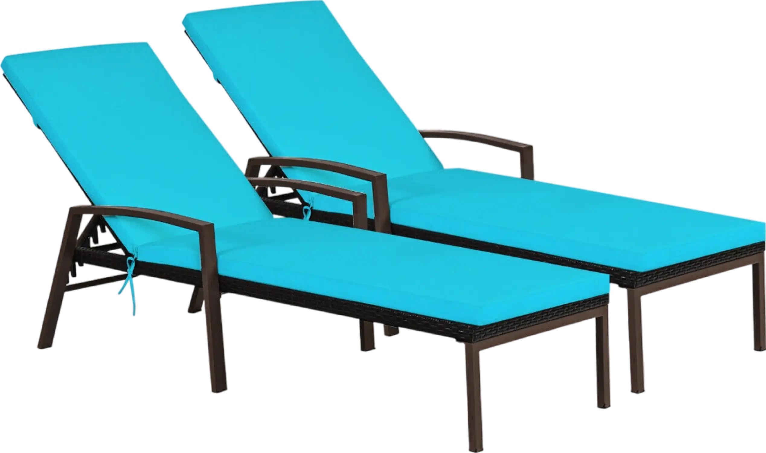 Costway Rattan Reclining Chaise Lounge Chairs with Cushion 2 Pieces New